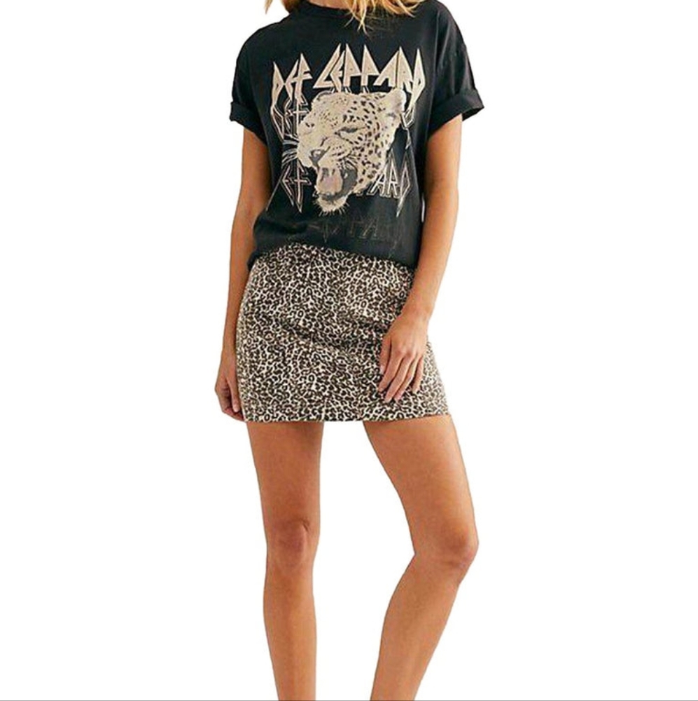 Free People Modern Femme Novelty Mini Skirt in Leopard